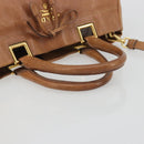 PRADA Hand Bag Leather 2way Brown Gold Auth ep14931A-7