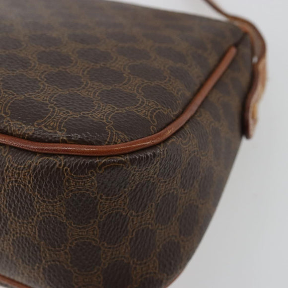 CELINE Macadam Canvas Shoulder Bag PVC Leather Brown Gold Auth ep14938