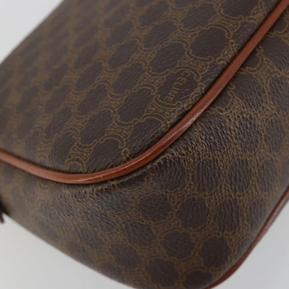 CELINE Macadam Canvas Shoulder Bag PVC Leather Brown Gold Auth ep14938