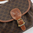CELINE Macadam Canvas Shoulder Bag PVC Leather Brown Gold Auth ep14938-10