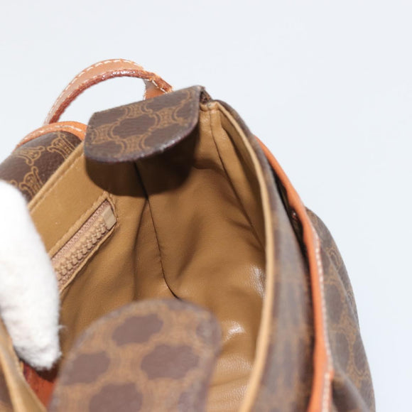CELINE Macadam Canvas Shoulder Bag PVC Leather Brown Gold Auth ep14938