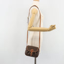 CELINE Macadam Canvas Shoulder Bag PVC Leather Brown Gold Auth ep14938-24