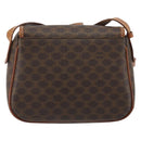 CELINE Macadam Canvas Shoulder Bag PVC Leather Brown Gold Auth ep14938-2