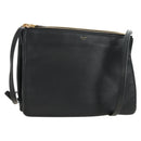 CELINE Trio Shoulder Bag Leather Black Gold Auth ep14940V-1