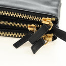 CELINE Trio Shoulder Bag Leather Black Gold Auth ep14940V-16