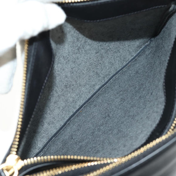 CELINE Trio Shoulder Bag Leather Black Gold Auth ep14940V