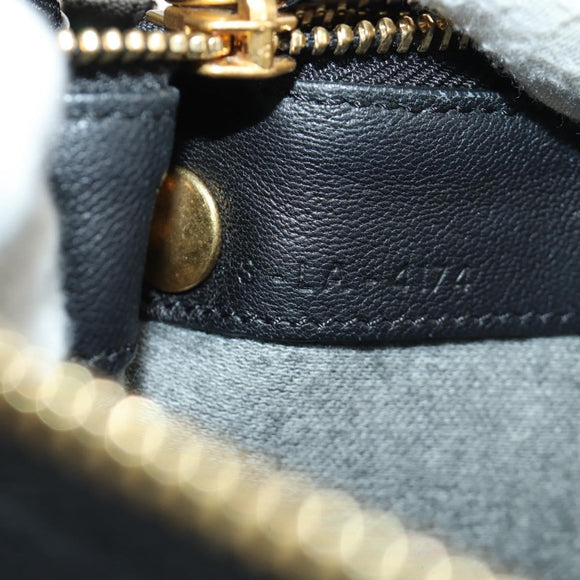 CELINE Trio Shoulder Bag Leather Black Gold Auth ep14940V