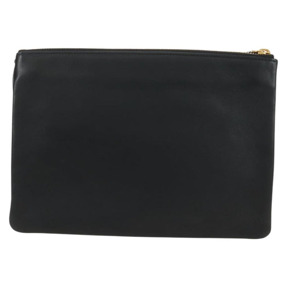 CELINE Trio Shoulder Bag Leather Black Gold Auth ep14940V