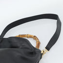 GUCCI Bamboo Hand Bag Leather 2way Black Gold 001 2058 1577 Auth ep14945-14