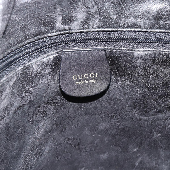 GUCCI Bamboo Hand Bag Leather 2way Black Gold 001 2058 1577 Auth ep14945