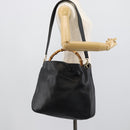GUCCI Bamboo Hand Bag Leather 2way Black Gold 001 2058 1577 Auth ep14945-23