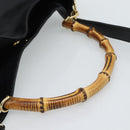 GUCCI Bamboo Hand Bag Leather 2way Black Gold 001 2058 1577 Auth ep14945-7