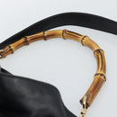 GUCCI Bamboo Hand Bag Leather 2way Black Gold 001 2058 1577 Auth ep14945-8
