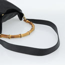 GUCCI Bamboo Hand Bag Leather 2way Black Gold 001 2058 1577 Auth ep14945-9