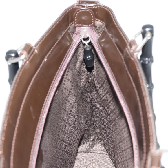GUCCI Bamboo Hand Bag Canvas Brown Silver 000 1998 0588 Auth ep14949
