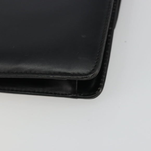 GUCCI Chain Shoulder Bag Leather Black Gold Auth ep14950