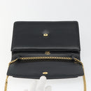 GUCCI Chain Shoulder Bag Leather Black Gold Auth ep14950-10