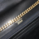 GUCCI Chain Shoulder Bag Leather Black Gold Auth ep14950-18