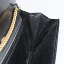GUCCI Chain Shoulder Bag Leather Black Gold Auth ep14950-19