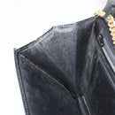 GUCCI Chain Shoulder Bag Leather Black Gold Auth ep14950-20
