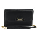 GUCCI Chain Shoulder Bag Leather Black Gold Auth ep14950-1