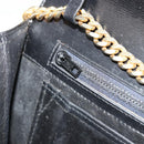 GUCCI Chain Shoulder Bag Leather Black Gold Auth ep14950-21