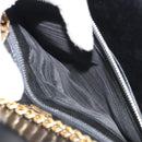 GUCCI Chain Shoulder Bag Leather Black Gold Auth ep14950-22