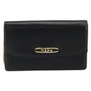 GUCCI Chain Shoulder Bag Leather Black Gold Auth ep14950-13