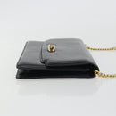 GUCCI Chain Shoulder Bag Leather Black Gold Auth ep14950-3