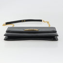 GUCCI Chain Shoulder Bag Leather Black Gold Auth ep14950-5