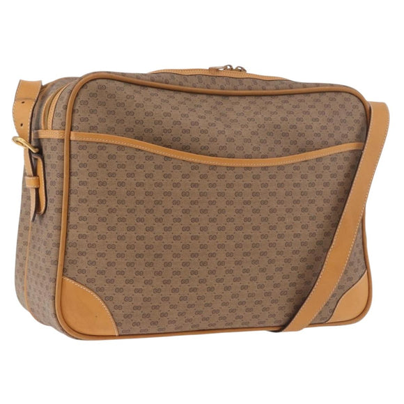 GUCCI Micro GG Supreme Shoulder Bag PVC Beige Gold Auth ep14952