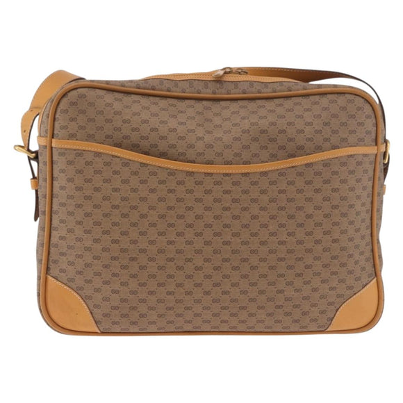GUCCI Micro GG Supreme Shoulder Bag PVC Beige Gold Auth ep14952