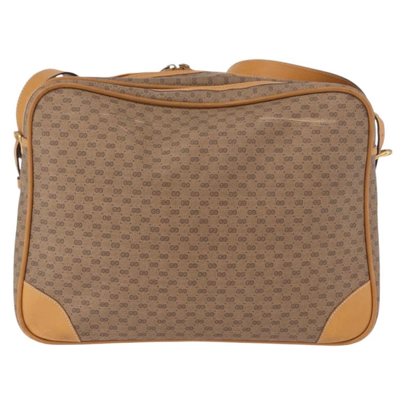GUCCI Micro GG Supreme Shoulder Bag PVC Beige Gold Auth ep14952