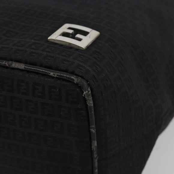 FENDI Zucchino Canvas Tote Bag Black Silver Auth ep14953
