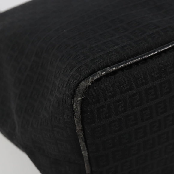 FENDI Zucchino Canvas Tote Bag Black Silver Auth ep14953