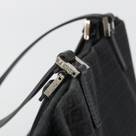 FENDI Zucchino Canvas Tote Bag Black Silver Auth ep14953