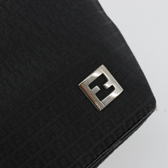 FENDI Zucchino Canvas Tote Bag Black Silver Auth ep14953