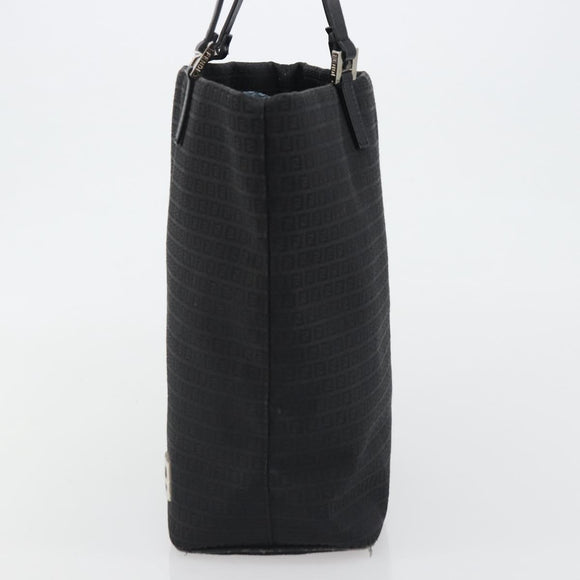 FENDI Zucchino Canvas Tote Bag Black Silver Auth ep14953