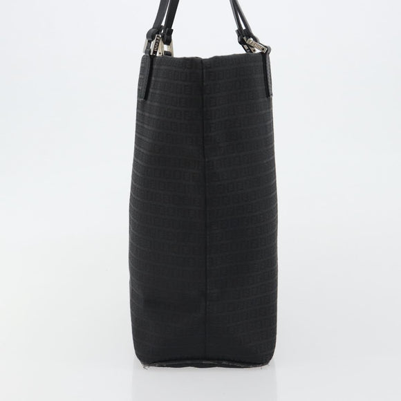 FENDI Zucchino Canvas Tote Bag Black Silver Auth ep14953