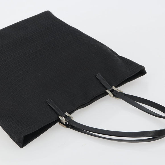 FENDI Zucchino Canvas Tote Bag Black Silver Auth ep14953