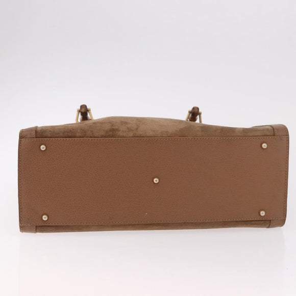GUCCI Bamboo Hand Bag Suede Brown Gold 002 123 0250 Auth ep14957
