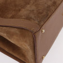 GUCCI Bamboo Hand Bag Suede Brown Gold 002 123 0250 Auth ep14957-14