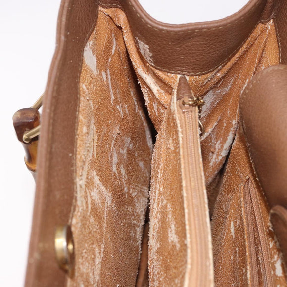 GUCCI Bamboo Hand Bag Suede Brown Gold 002 123 0250 Auth ep14957