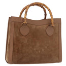 GUCCI Bamboo Hand Bag Suede Brown Gold 002 123 0250 Auth ep14957-1
