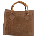 GUCCI Bamboo Hand Bag Suede Brown Gold 002 123 0250 Auth ep14957-13