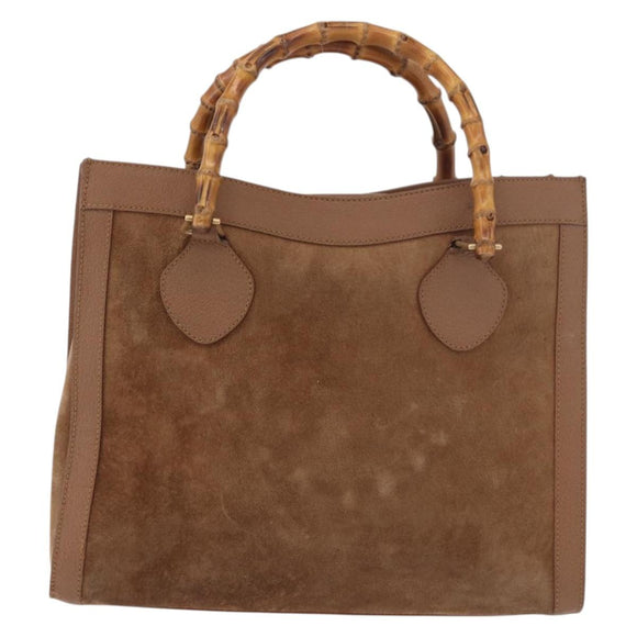 GUCCI Bamboo Hand Bag Suede Brown Gold 002 123 0250 Auth ep14957