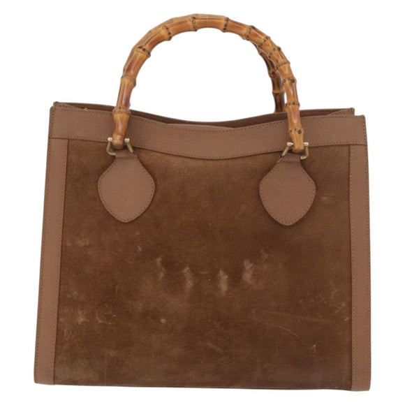 GUCCI Bamboo Hand Bag Suede Brown Gold 002 123 0250 Auth ep14957