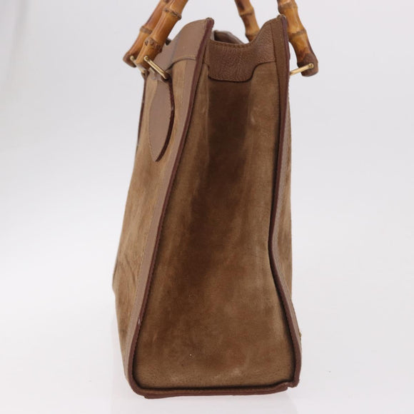 GUCCI Bamboo Hand Bag Suede Brown Gold 002 123 0250 Auth ep14957