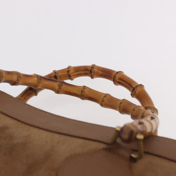 GUCCI Bamboo Hand Bag Suede Brown Gold 002 123 0250 Auth ep14957
