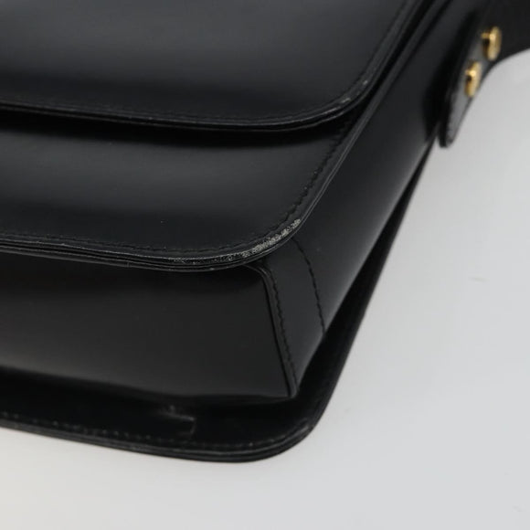 GUCCI Shoulder Bag Leather Black Gold Auth ep14962V